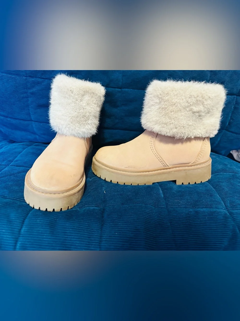 Zara Girls Tan Faux Fur Lined Winter Boots